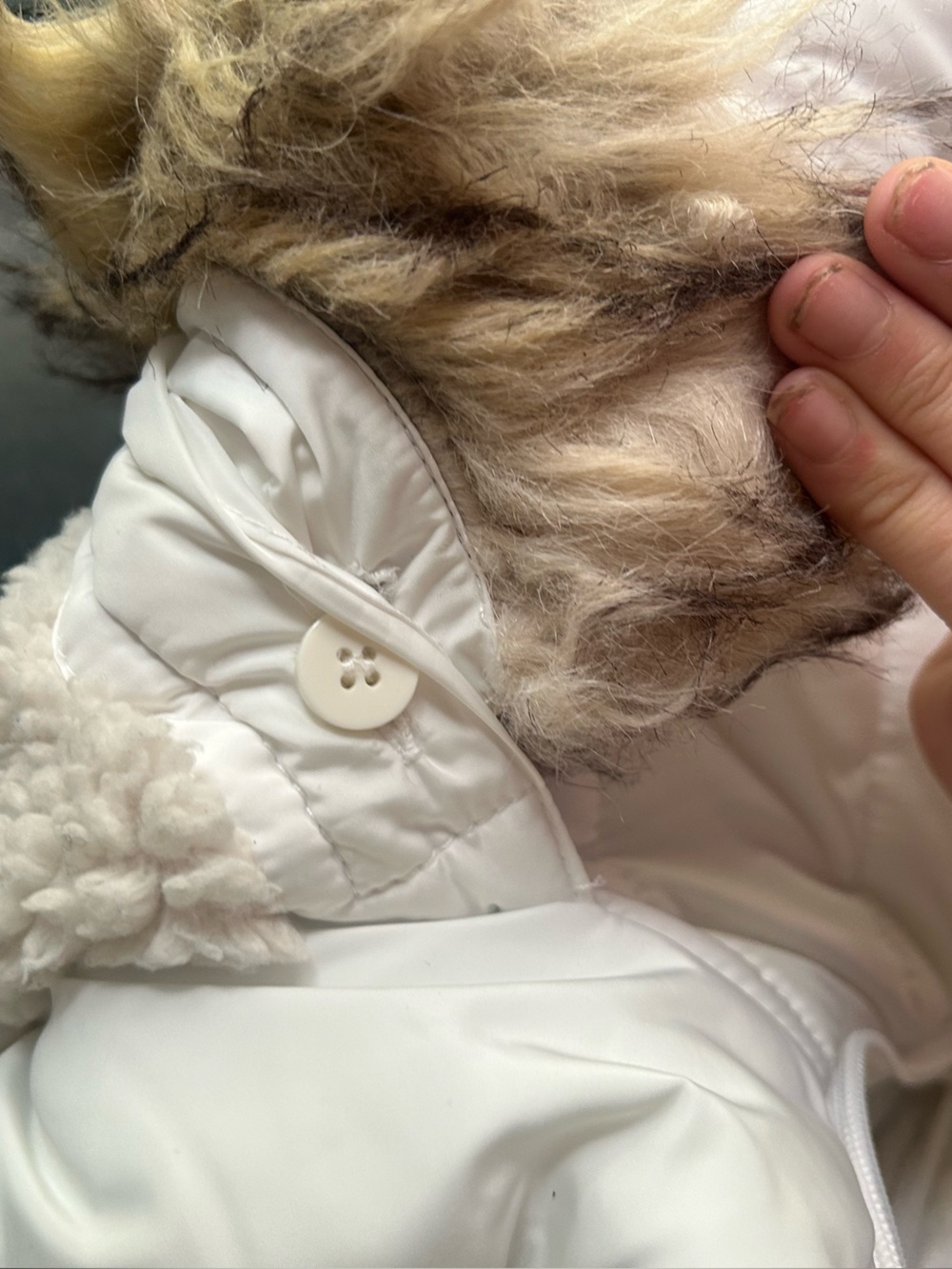 Vintage Y2K American Eagle Fur Hood Bomber Puffer Jacket Full Zip Coat White M - Picture 7 of 12